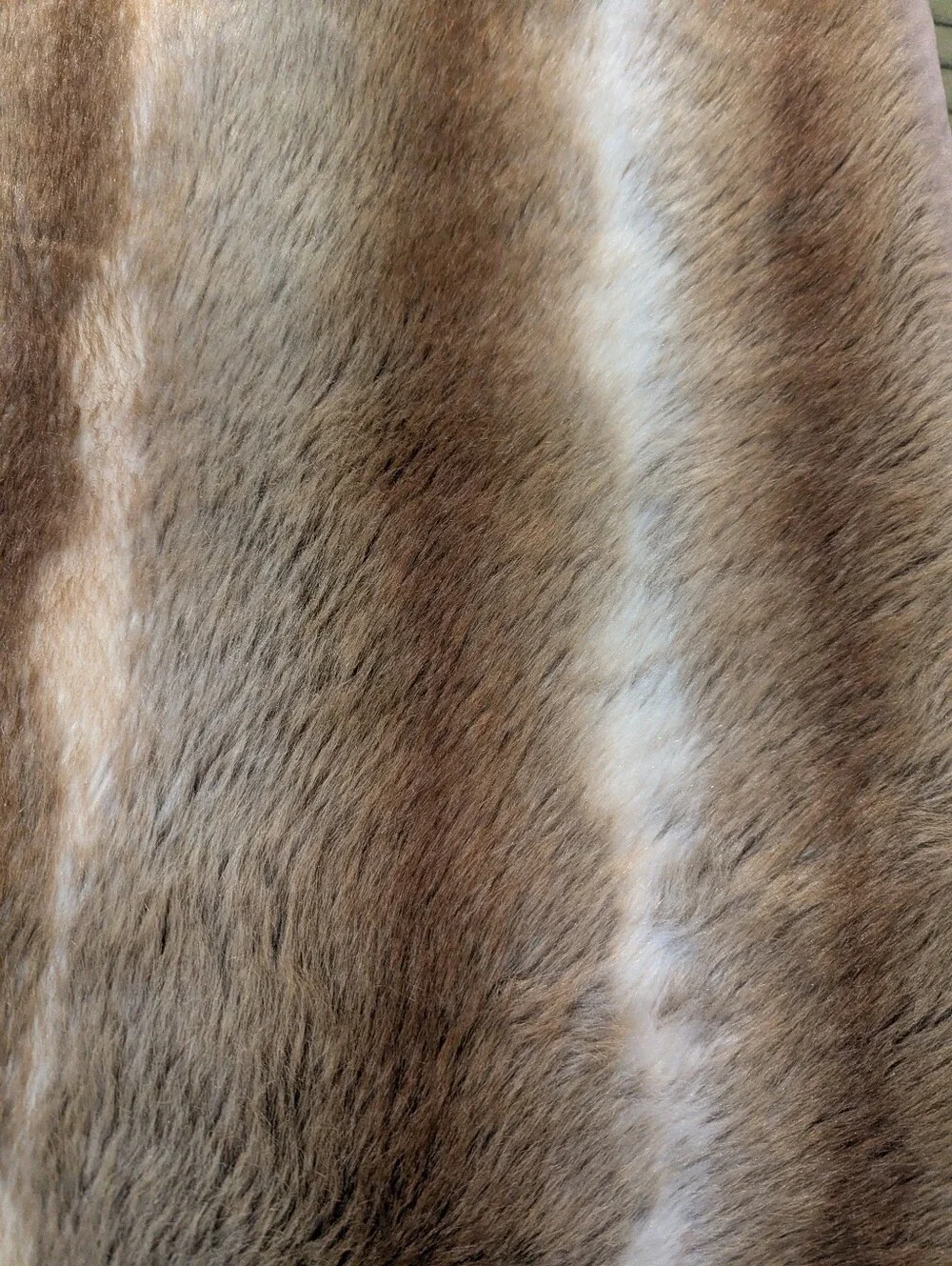 POTTERY BARN Luxury Faux Fur Throw Blanket - Brown & Cream 48x60